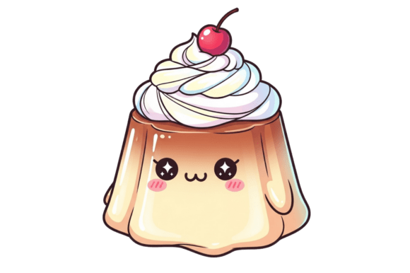 A Cute Cartoon Cupcake with a Cherry On Top