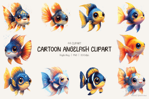 Cartoon Angelfish Clipart: Elevating Your Digital and Printable Projects with Versatile Graphics