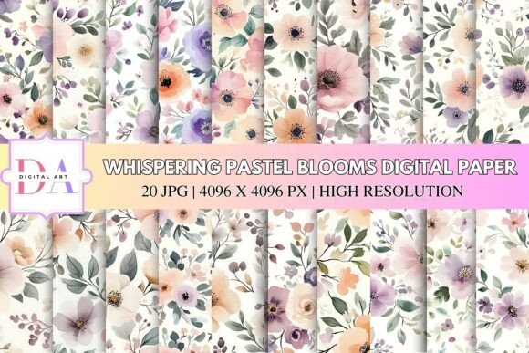 Elevating Digital Design with the Soft Elegance of Whispering Pastel Blooms Digital Paper
