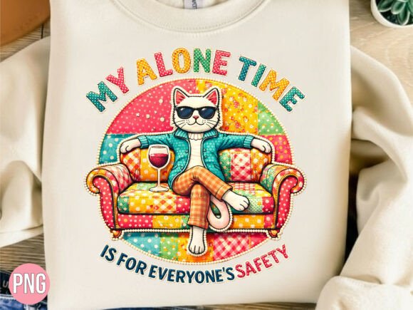 Evaluating the Cool Cat Alone Time PNG for Apparel and DIY Projects