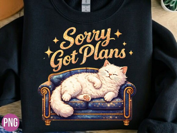 Evaluating the Sorry I Got Plans Cat on Couch PNG for Creative Projects