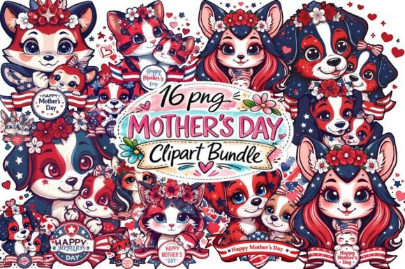 Exploring the 16 Mother’s Day Clipart Bundle – Adorable Animals with Floral Crowns