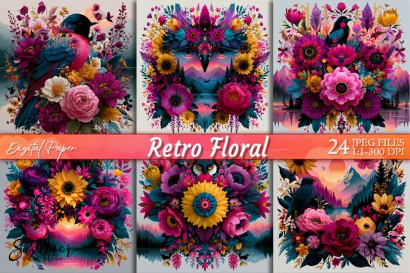 Integrating Bold Sunset Botanical Retro Floral Paper into Your Creative Workflow