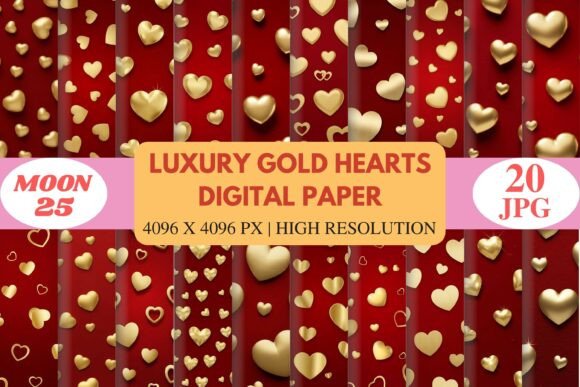 Luxury Gold Hearts Digital Paper: Elevating Your Designs with Precision and Elegance