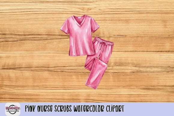 Pink Nurse Scrubs Watercolor Clipart: Elevating Healthcare Design with Artistic Flair