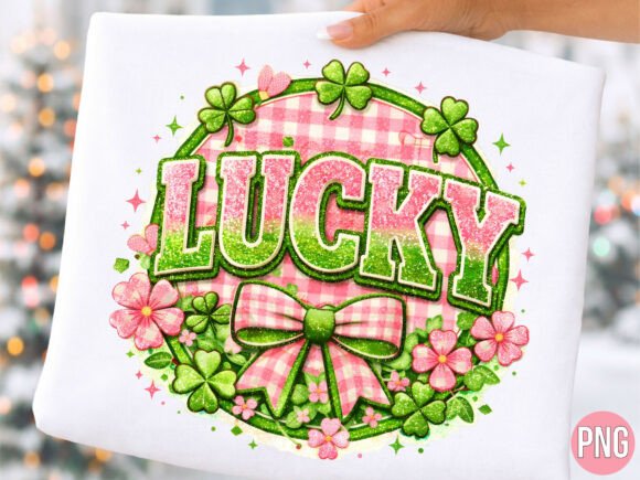 Retro Plaid Lucky Shamrock Bow PNG