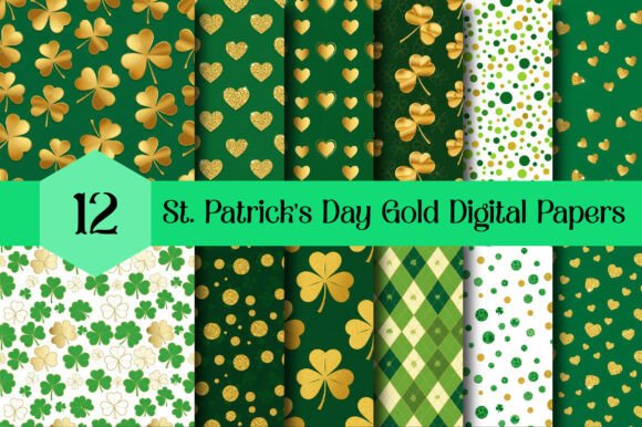 St. Patrickβs Day Gold Digital Papers