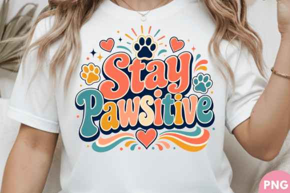 Stay Pawsitive: Colorful Dog Lover Tee Design