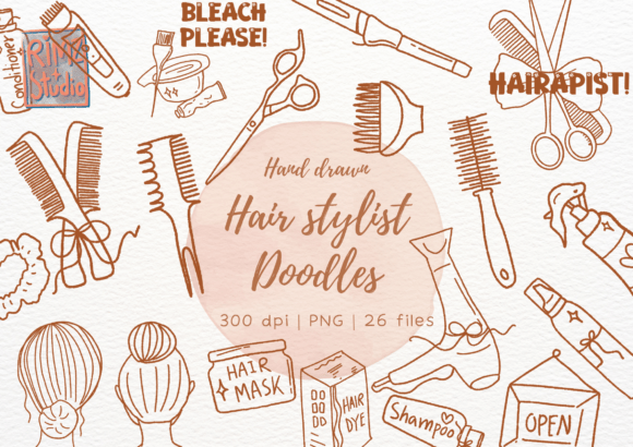 Strategic Branding with Hair Stylist Hand Drawn Doodle Assets