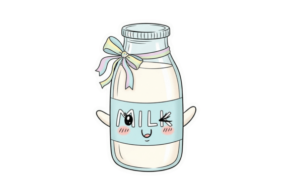 Whimsical Milk Bottle with a Playful Face: Elevating Your Creative Projects with Kawaii Charm